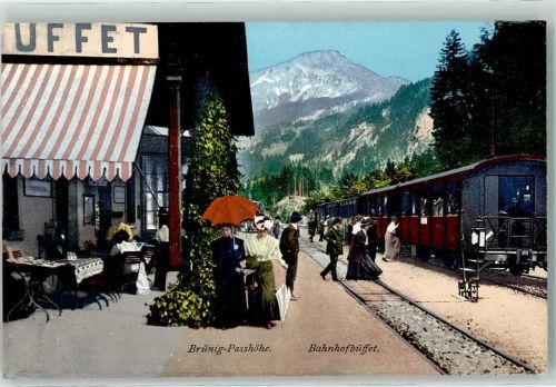 Brünig 1903 Bahnhof Gasthaus Bahnhofbuffet Eisenbahn