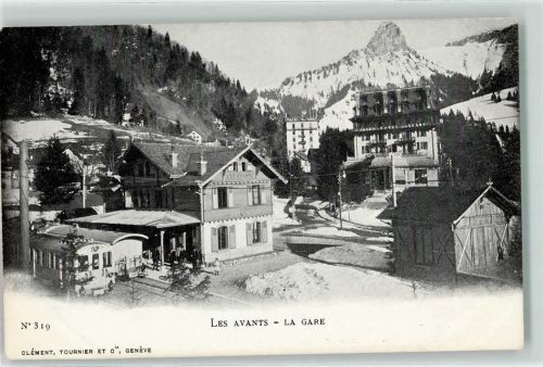 Les Avants Winter Bahnhof Eisenbahn Hotel