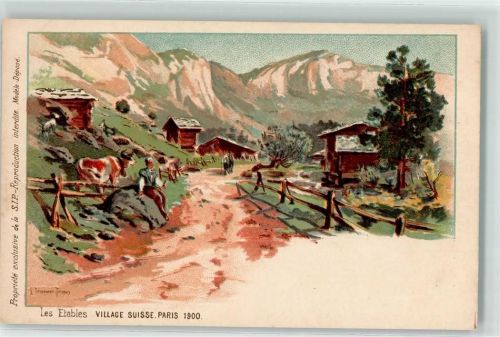 Paris 1900 les Etables Village Suisse Weltausstellung sign. Tringwier Trwgan