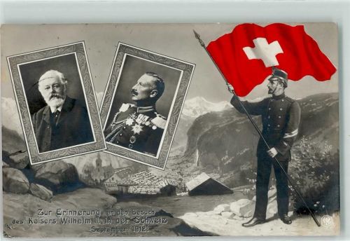 Stäfa 1912 Kaiser Wilhelm II. in der Schweiz Fahne Soldat Uniform