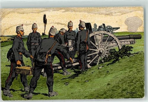 Pontarlier 1914 Schweizerische Grenzbesetzung a la Frontiere Artillerie Soldat Uniform Geschütz sign. Moos