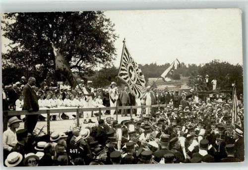 Wohlen AG 1920 Aargauisches Kantonales Turnfest Musikcorps Tuba Trompete Klarinette Fahnen