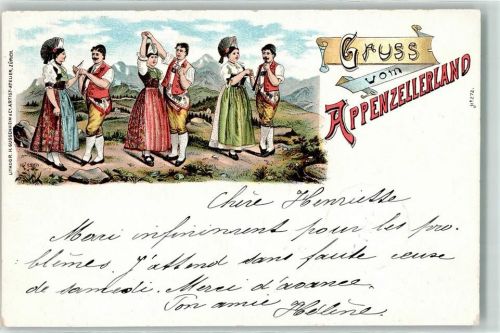 Bex 1898 Appenzellerland Tracht Ort lt. Stempel