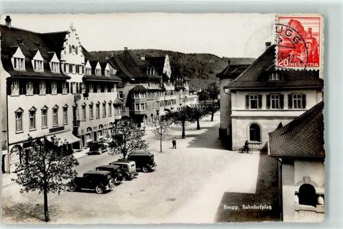 Brugg AG Bahnhofsplatz Oldtimer Fahrrad WK II Stempel