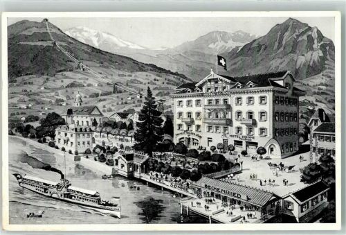 Beckenried Hotel Sonne Vierwaldstättersee Seitenraddampfer