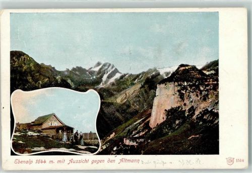 Weissbad 1908 Gasthaus Ebenalp mit Aussicht gegen den Altmann