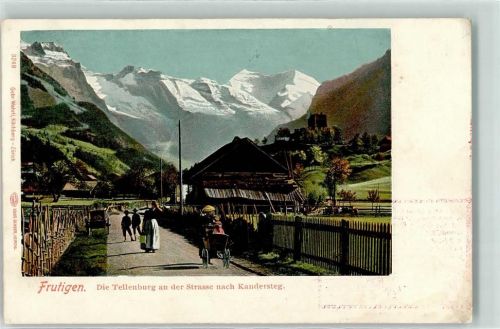 Frutigen die Tellenburg an der Straße nach Kandersteg Kinderwagen