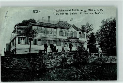 Teufen AR 1915 Aussichtspunkt Fröhlichsegg mit Bodensee Fahne