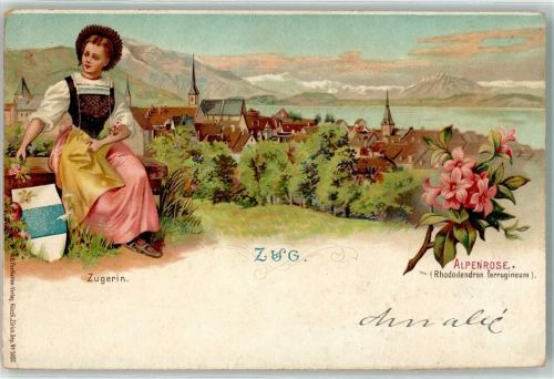 Zug 1909 Zugerin Tracht Alpenrose