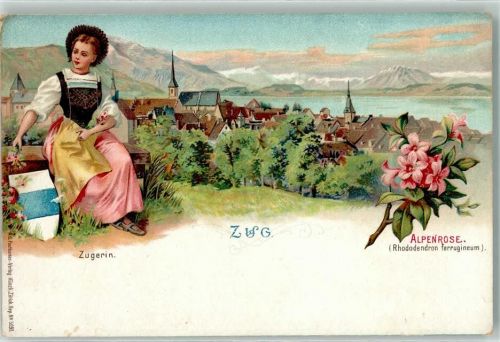 Zug Zugerin Tracht Wappen Alpenrose