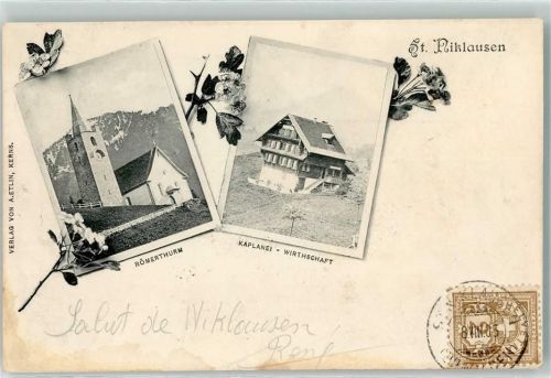 St. Niklausen OW 1905 Römerthurm Kaplanei Gasthaus