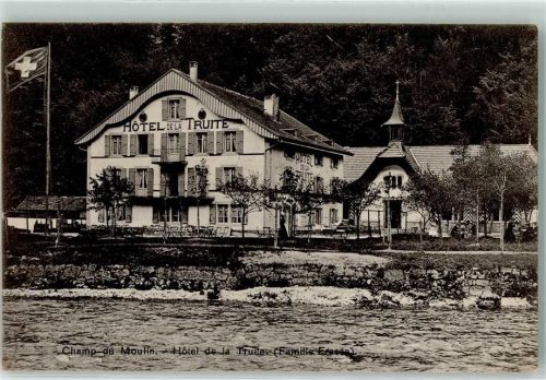 Champ-du-Moulin 1907 Hotel de la Truite Fahne