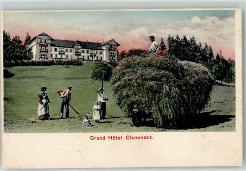 Chaumont 1906 Grand Hotel Landwirtschaft Heuwagen Frau Mann Kinder