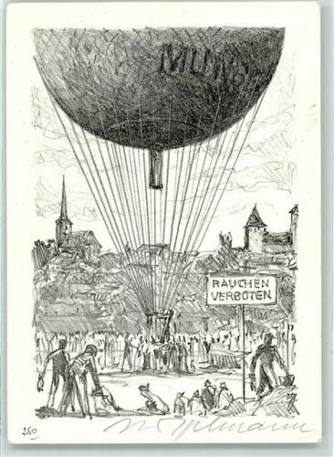 Burgdorf Ballon Aufstieg Kirche Rauchen Verboten signiert vom Pilot Schweizerische Invalidenverband