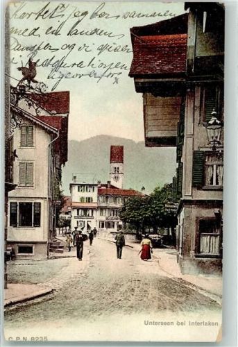 Unterseen 1906 Turm Uhr Laterne Interlaken