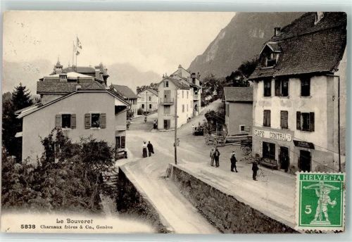 Bouveret 1911 Cafe Central ahr Fahne Holzwagen Hotel