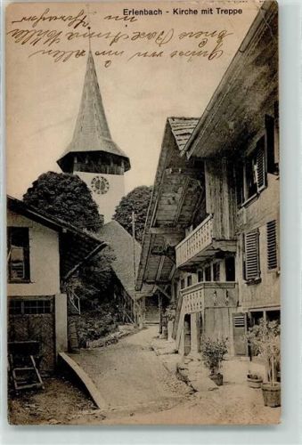 Erlenbach im Simmental Kirche Treppe Uhr