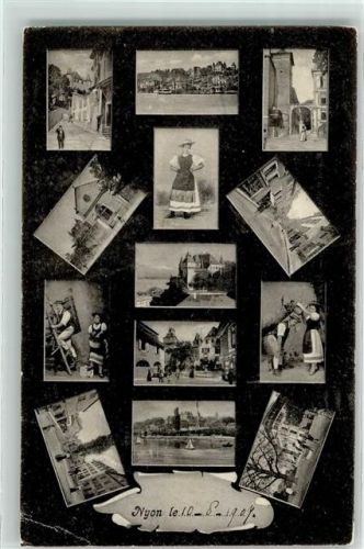 Nyon 1907 Tracht Turm Tor See Segelboot Italien Tunesien Bulgarien