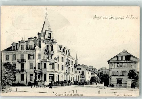 Burgdorf 1902 Obere Bahnhofstraße Kutsche Hotel Guggisberg Kirche