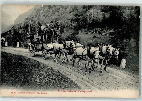 Grimsel 1908 Schweizerische Gebirgspost Postkutsche Ort lt. Stempel