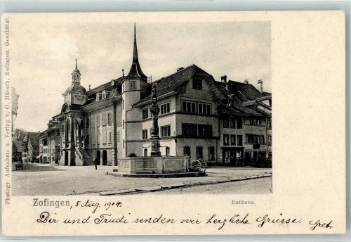 Zofingen 1904 Rathaus Brunnen