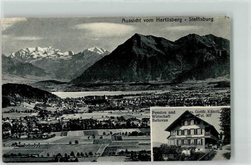 Steffisburg Blick vom Hartlisberg Pension und Gasthaus Bellevue