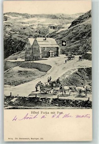 Oberwald Hotel Furka mit Post Postkutsche Obergoms