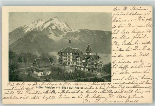 Fürigen 1913 Hotel Fürigen mit Blick auf Pilatus