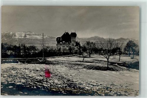 Pully 1905 Winter Wohnhaus Ort lt. Stempel