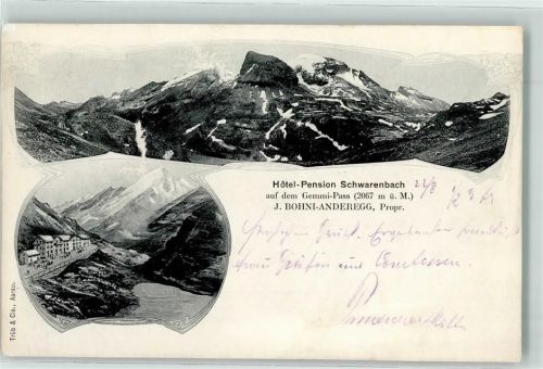 Kandersteg 1905 Hotel Pension Schwarenbach auf dem Gemmi Pass
