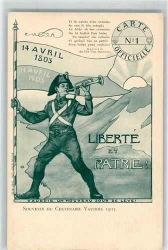 1803 - 1903 Uniform Trompete Fahne Centenaire Vaudois Waadt