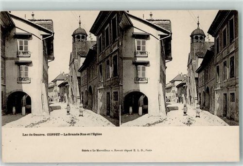 Coppet Lac de Geneve la Grand Rue et l`Eglise