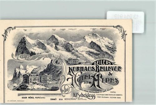 Kleine Scheidegg Seilers Kurhaus Bellevue Hotel des Alpes KEINE AK