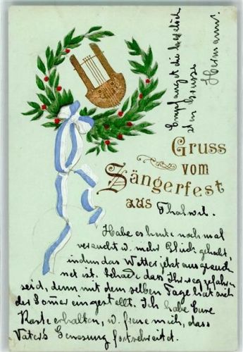 Thalwil 1903 Sängerfest Harfe Ort handschriftlich