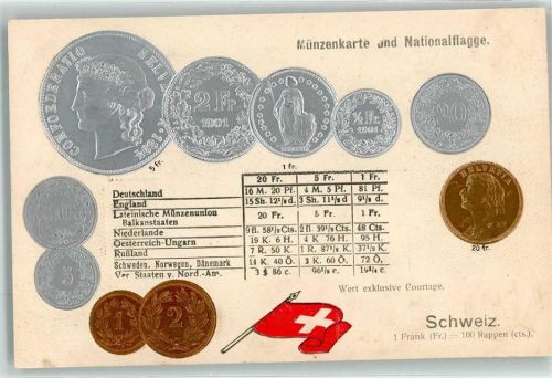 Geld auf AK und Nationalflagge