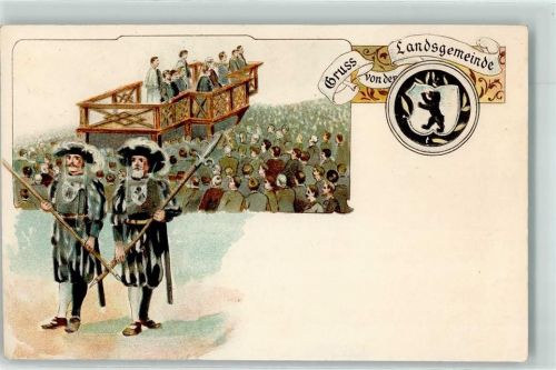 Hundwil 1901 Landesgemeinde Appenzell Gardist Hellebarde
