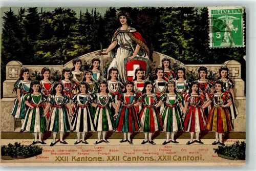 Territet 1903 XXII Kantone Helvetia Ort lt. Stempel