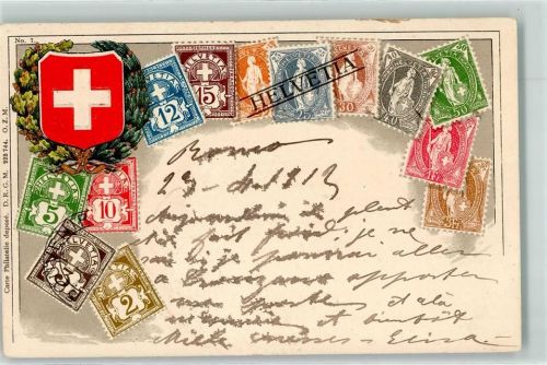 1912 Briefmarken Collage Helvetia Wappen