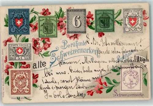 1902 Berühmte alte Schweizermarken Briefmarkenabbildungen Blumen