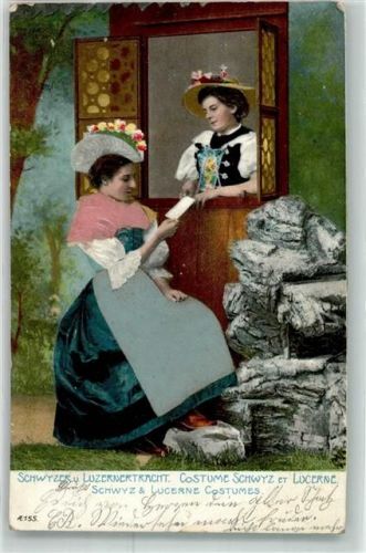 1905 Frauen Brief mit echter Stoff Applikation AE 155