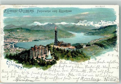 Uetliberg 1900 sign. Steinmann Zürichsee