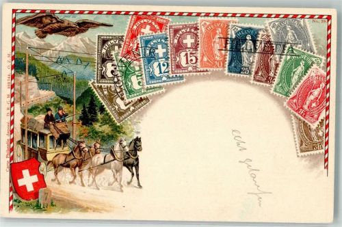Briefmarkenabbildungen Postkutsche Carte Philatelie depose DRGM Nr 222744 Nr 39