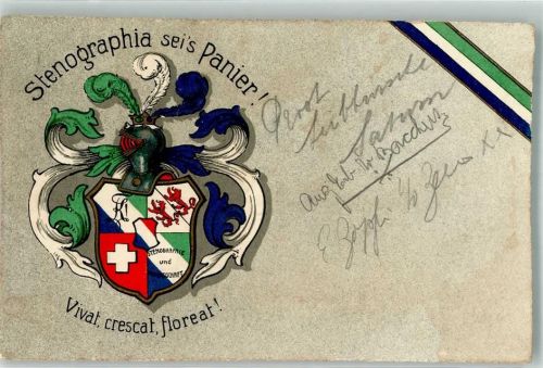 1910 Studentenwappen Stenographia seis Panier Vivvat crescat floreat Bahnpost Nr 30
