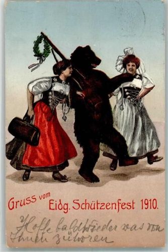 Bär vermenschlicht Eisg. Schützenfest 1910 Tracht