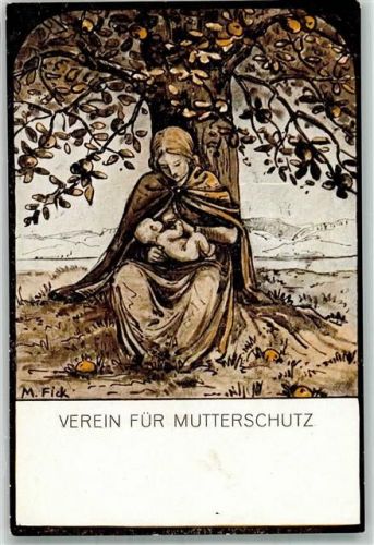 1916 Verein für Mutterschutz Mutter und Kind sign. M. Fick