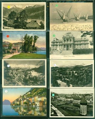 Schweiz gemischt Lot mit 81 AK, 1900-1945 sehr wenige danach; gute Erhaltung, größtenteils gelaufen