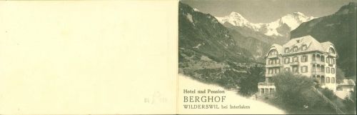 Wilderswil Hotel-Pension "Berghof", 2-fach Klappkarte, mit Kurzinfos