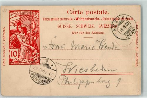 Aeschi b. Spiez 1900 Jubile de L'Union Postale Universelle