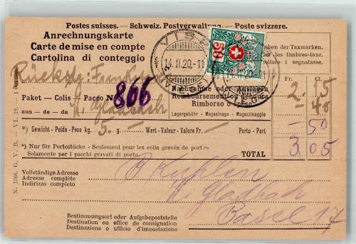 Visp 1920 Anrechnungskarte
