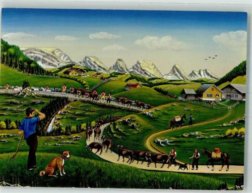 Alpfahrt gemalt von Willi Forrer